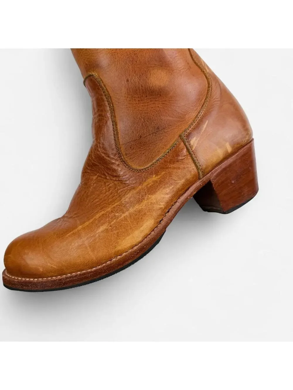 Adelante Cognac Leather Tall Riding Boots in Brown